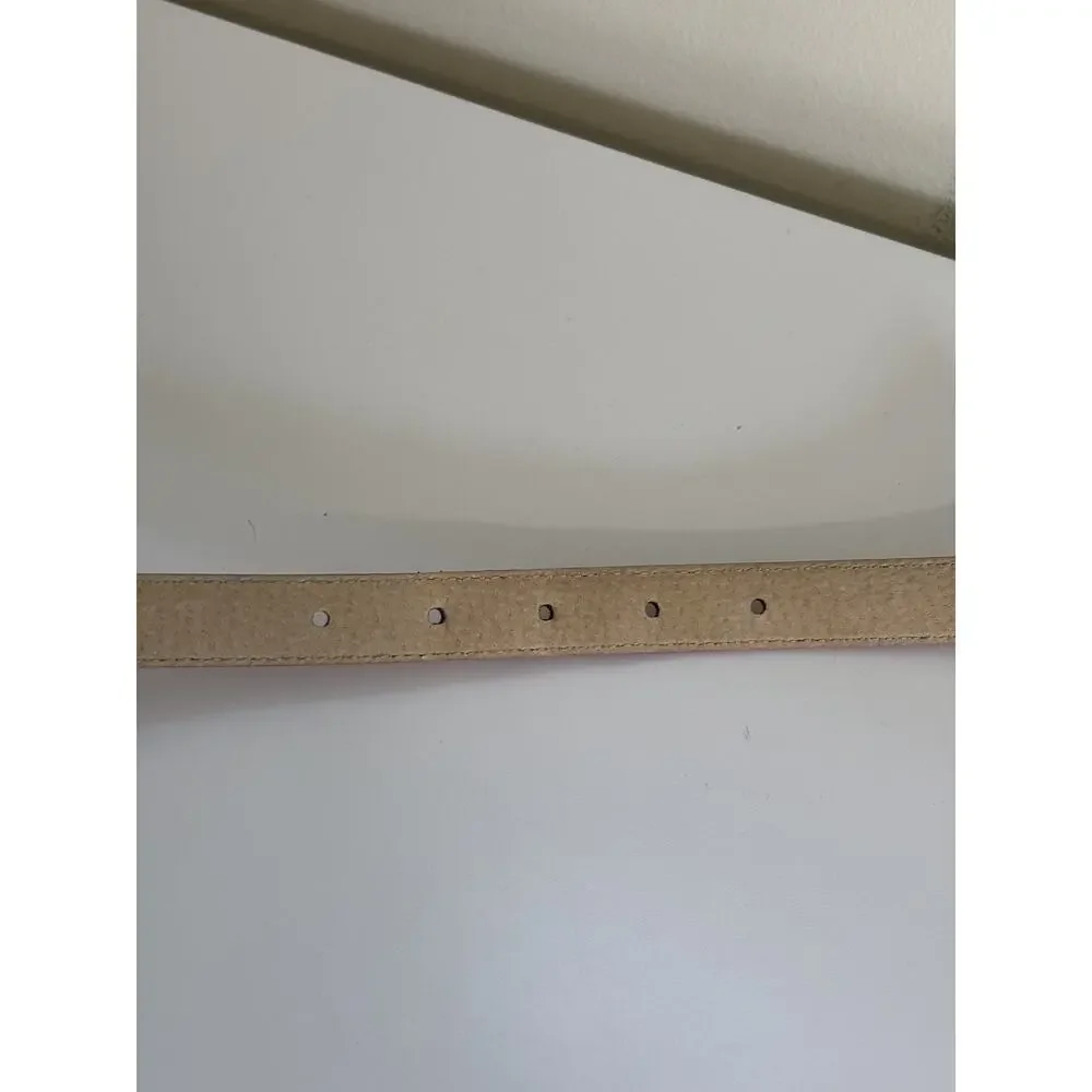 Women’s Pink Genuine Italian Leather Slim Belt Silver Buckle M Casual